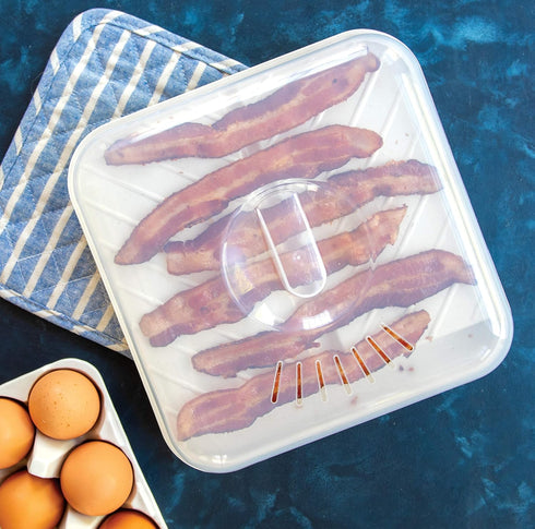 Nordic Ware - 60173 Nordic Ware Slanted Bacon and MeatTray, with Lid, White...