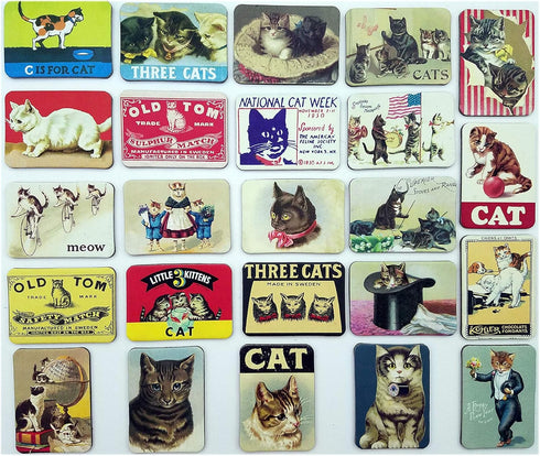 Cat Fridge Magnets Refrigerator Magnet Magnetic Souvenirs Mini Small Vintage Retro for Stainless Steel Board Kitchen car Office Set of 24...