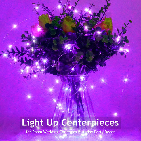 15 Packs 20 Led Purple Fairy Lights Battery Operated 6.6ft Silver String Lights Waterproof Firefly Starry Light for DIY Table Centerpieces Wedding...