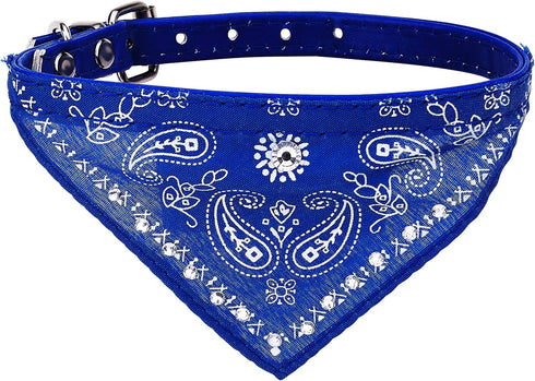 Crystal Studded Blue Bandana Pet Accessory - Hypoallergenic Polyester for Male and Female Dogs - Small Size Fits Chihuahua, Yorkie, Mini Breeds - ...