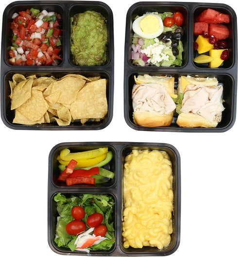 10 Pack - SimpleHouseware 3 Compartment Food Grade Meal Prep Storage Container Boxes (36 ounces)...