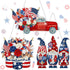 Memorywuu 3 Pcs 4th of July Diamond Art Kits Patriotic Diamond Painting Hanging Door Sign DIY Memorial Day Diamond Wall Decor Gnome Diamond Art Ad...