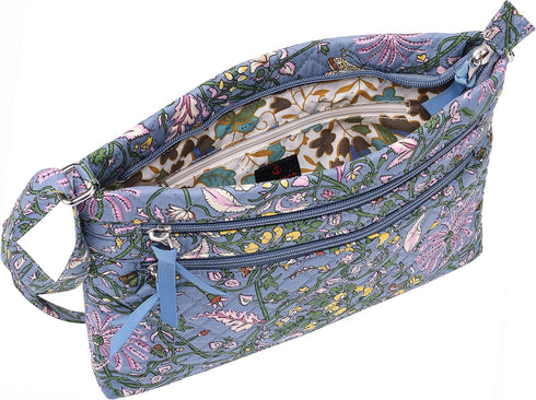 Brentano Cotton quilted Multi-zipper crossbody purse...