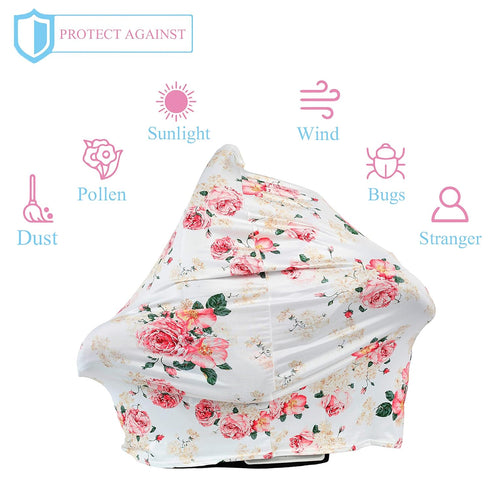 TUOKING Car Seat Covers for Babies, Multi-Use Cover-Silky Mom Nursing Cover Infant Breastfeeding Scarf Shopping Cart High Chair Ultra-Soft Stretch...