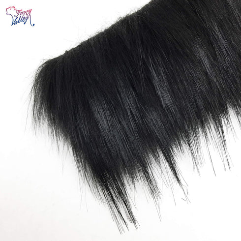 Furryvalley Faux Fur Trim Raccon Fox Fur Ribbon Craft Furry Stripe for Slippers Slides Fringe 2 Yards (Black)...