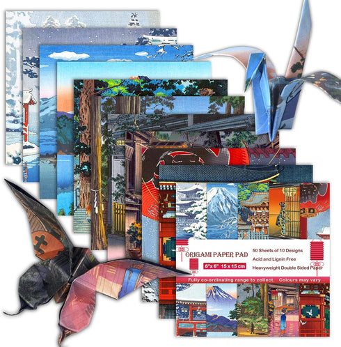 Origami Paper 6x6 Double Sided 50 Sheets 10 Colors origami kit Japanese Chiyo Square Craft Kits Easy Fold Arts Crafts DIY Handwork Beginner Buildi...
