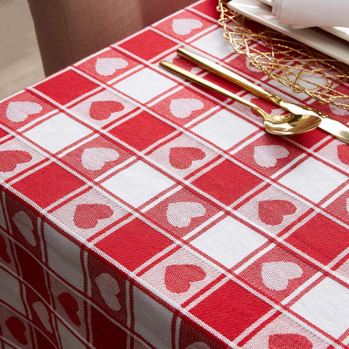 DII Valentine's Day Tablecloth Check Collection, Tablecloth, 52x52, Checkered Hearts...