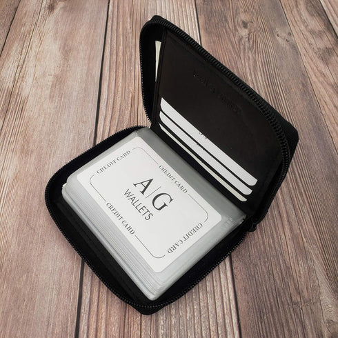 Mens Zip Around Leather Wallet with Inserts (Black)...