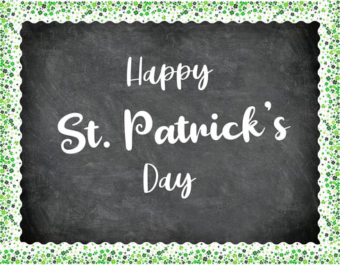 49.2 Ft St. Patrick's Day Bulletin Board Border Roll, Shamrock Clover Bulletin Board Border Trim for St. Patrick's Day Irish Holiday Classroom Off...