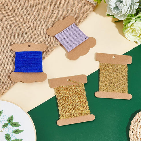 PH PandaHall 80pcs Ribbon Storage Organizer 3x4 Inch Ribbon Holder Flat Spool Bobbin Yarn Bobbin Kraft Floss Bobbins Card Thread Holder Sewing Sto...