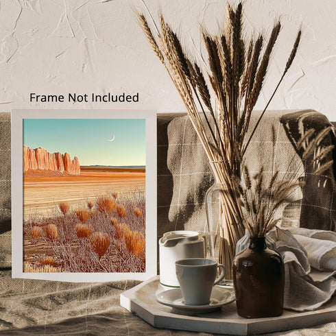 Posterizer 1 pcs-A mystical desert scene with a crescent moon-Landscape & Nature Art-Workplace & Office Art-Living Room Bedroom Decor- unframed wa...