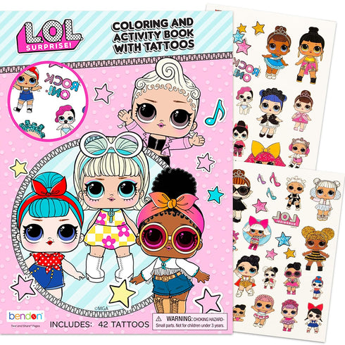 LOL Dolls Temporary Tattoos Party Pack - Over 40 L.O.L. Tattoos with 50 Shimmer Tattoos and LOL Coloring Book Bundle (LOL Party Supplies)...