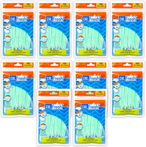 10 pk (100 ct each) Soft Bristle Dental Floss Picks, Interdental Brush, Toothpicks, Flexible Deep Clean...