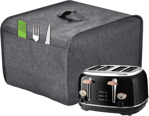 Toaster Cover with 2 Pockets,Can hold Jam Spreader Knife & Toaster Tongs, Toaster Appliance Cover with Top handle,Dust and Fingerprint Protection,...