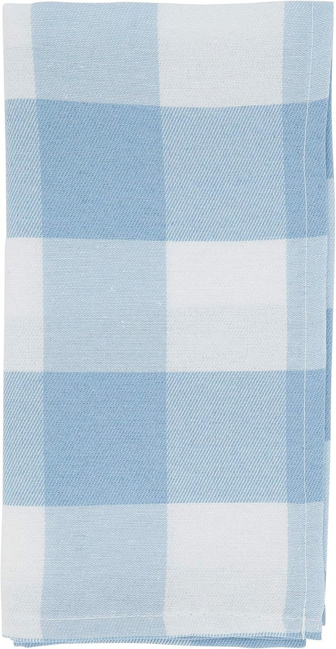 SARO LIFESTYLE Collection Buffalo Plaid Cotton Blend Table Napkins (Set of 4), 20", Blue...