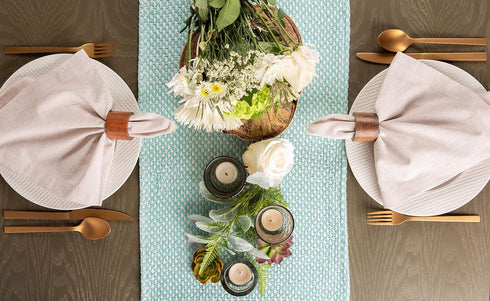 DII Woven Basics Collection 100% Cotton Knit Table Runner, 15x72, Aqua...
