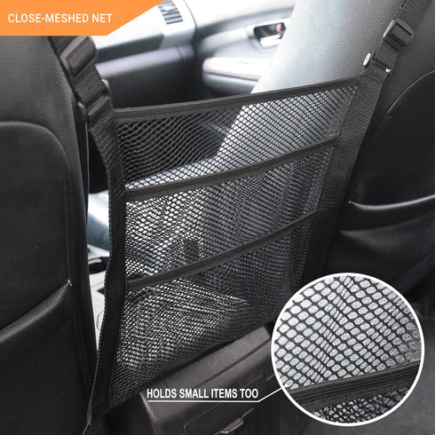 Car Seat Net and Front Seat Net - Essential Dog Car Accessories for Safety, Large Dog Barrier, Storage, and Handbag Holder - Pet Barrier for Car...