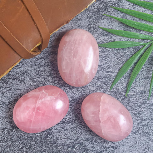 55-60mm Pink Agate Palm Stone - Worry Stone Natural Chakra Healing Reiki Polished Stone Pocket Hand Carved Crystal and Healing Stone Crystal Grid ...
