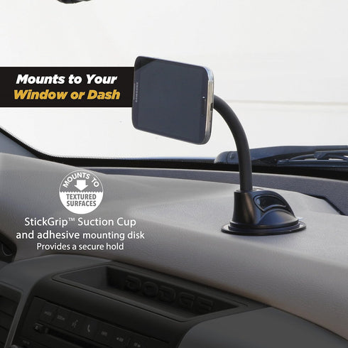 Scosche MAGWDM MagicMount Flex Neck Suction Cup Car Phone Mount for Dashboard/Windshield, 360° Adjustable Magnetic Head, Universal Cell Phone Hold...