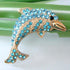 Navachi 18k Gold Plated Multi-Color Crystal Fish Porpoise Dolphin Brooch pin...