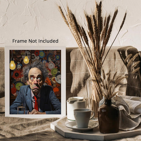 Posterizer 1 pcs-sci-fi art-strange wide eyed looking man-Abstract & Modern Art-Fantasy & Fiction Art-Gift for Art Lovers-Decor for Home & Office-...