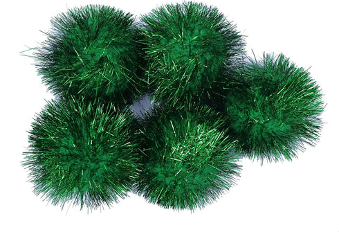 YYCRAFT 15pcs Jumbo Glitter Tinsel Pom Poms Sparkle Balls for DIY Craft,Cat Toys Christmas Decoration(2 Inch,Emerald Green)...