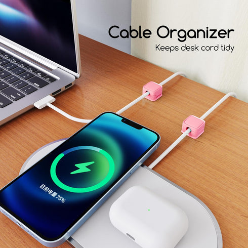 Magnetic Cord Organizer Holder, 6 Pack Desk Cable Clips Management, Hide Phone Charging Cable Keeper, Strong Adhesive Wire Charger Holder for Nigh...