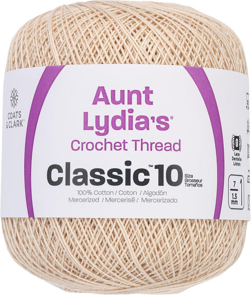 Coats Crochet Aunt Lydia's Crochet, Cotton Classic Size 10, Ecru...