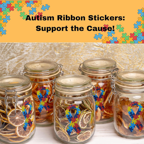 250 Autism Ribbon Shaped Stickers for Autism/Asperger's Awareness - Perfect for Events, Support Groups, Fundraisers and More!...