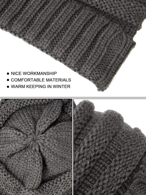 Winter Warm Knitted Scarf Beanie Hat Gloves and Earmuff Set for Men and Women's Soft Stretch Hat Scarf Mitten and Earmuff Set...