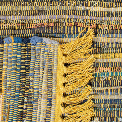 SAFAVIEH Rag Rug Collection Accent Rug - 2'3" x 5', Yellow & Multi, Handmade Boho Stripe Cotton, Ideal for High Traffic Areas in Entryway, Living ...