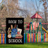 Back to School Garden Flag Pencil Book Alarm Clock Schoolbag Burlap Black Flag Double Sided First Day to School Outside Yard Lawn Decorations 12.5...