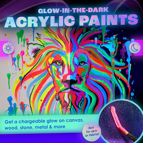 neon nights Glow in The Dark | Luminescent | Phosphorescent | Self-Luminous Paint - Set of 8...