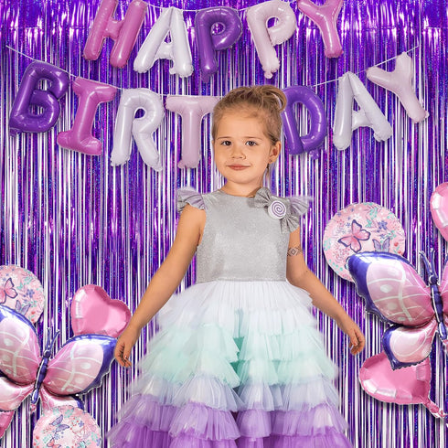 Purple Tinsel Curtain Party Backdrop - GREATRIL Foil Fringe Curtain Party Photo Booth Streamers for Hunters Mermaid Themed Decorations - 1m x 2.5m...