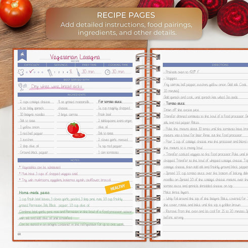 Clever Fox Recipe Book Spiral – Make Your Own Family Cookbook – Blank Recipe Notebook Organizer – Empty Cooking Journal to Write In Recipes – Medi...