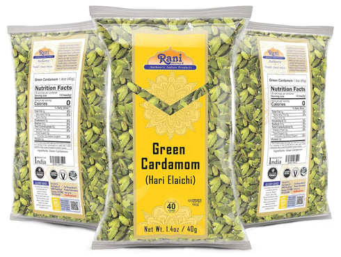 Rani Green Cardamom Pods Spice (Hari Elachi) 1.4oz (40g) ~ All Natural | Vegan | Gluten Friendly | NON-GMO | Kosher | Product of India...