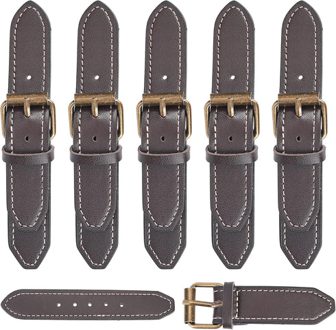FINGERINSPIRE 6 Sets Leather Sew-On Toggles Closures Coconut Brown PU Leather Snap Toggle Sew On Duffle Jacket Buckle Metal Leather Clasp Fastener...