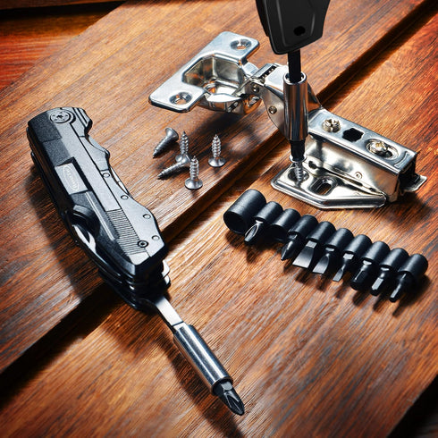 RoverTac Pocket Knife Wire Stripper Multitool Folding Knife with 9-Pack Screwdriver Bit Set Bottle & Can Opener Liner Lock Durable Sheath Unique G...