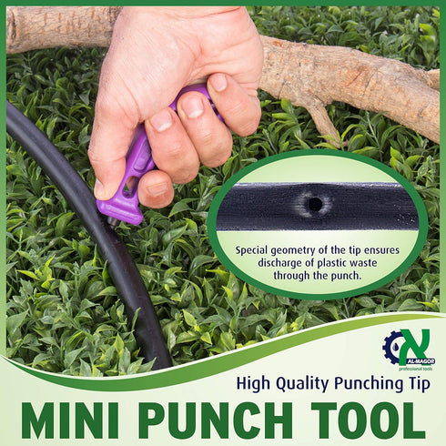 Mini Punch MP-3 Garden Tool: Small Hand Hole Puncher for Drippers, Sprinklers, Irrigation Tube Pipes, 3 mm Holing Tip Included...