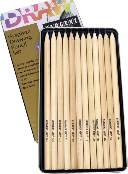 Sargent Art 22-7283 12 Piece Graphite Drawing Pencil Set in Tin Case...