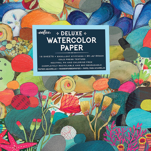 eeBoo Piece & Love: Tidepool Watercolor Pad - 16 Sheets, 85 lB Paper, 9.5 x 6.5 Book, Adults Arts & Crafts...