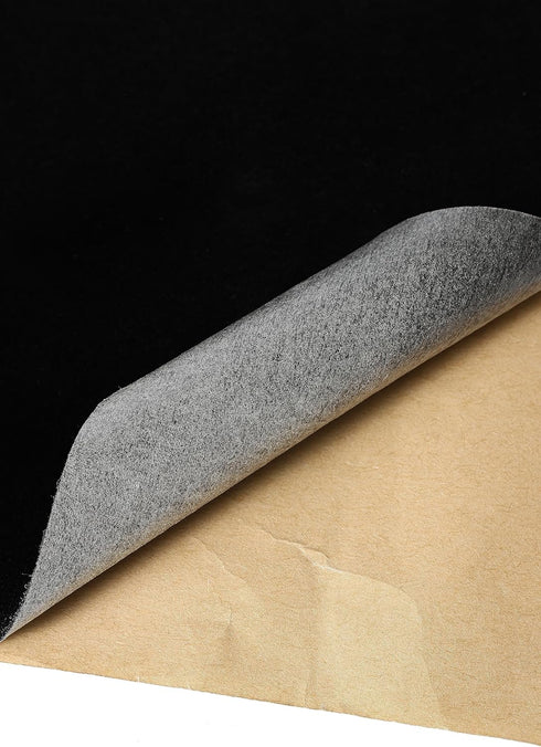 Self-Adhesive Flannel Fabric - 17.2''x60'' Roll Soft Black Adhesive Velvet Flocking Liner for Drawer, Cabinet,Shelves,Jewelry Box, Felt Repair Pat...