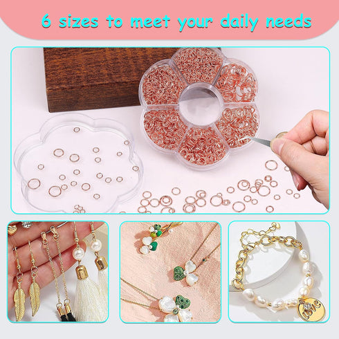 YAKA 1600Pcs 6 Different Sizes Open Jump Rings,5mm 6mm 7mm 8mm 9mm 10mm Ring Jewelry Keychain for Jewelry Making Accessories,1Pcs Jump Ring Open/C...