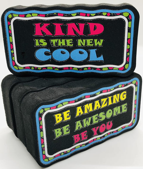 Generic JLB Sunrise Magnetic Whiteboard Eraser with Positive Messages | Pack of 4 Erasers | Great for use in Offices, Schools and Homes (Yellow)...
