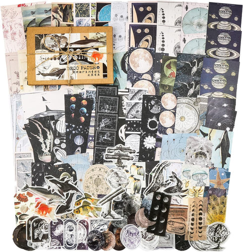 Knaid 200 Pieces Vintage Ephemera Pack Decoupage Paper Junk Journal Kit Scrapbook Planner Sticker Supplies for Art Journaling Bullet Journals Coll...