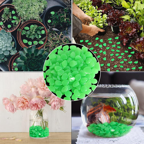 150 PCS Luminous Stones - Green Glow Rocks Decorations DIY Decorative Pebbles for Aquarium Fish Tank Sidewalk Garden Path Patio Terrace Lawn Yard ...