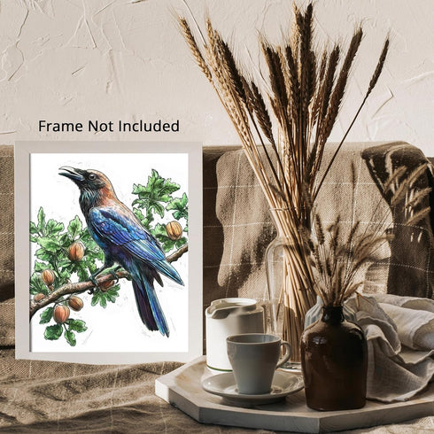 Posterizer 1 pcs-detailed natural history illustration of a raven-Corvus corax 3-Art for Animal Lovers-Gift for Men Women Teens-Chic Home Decor- u...