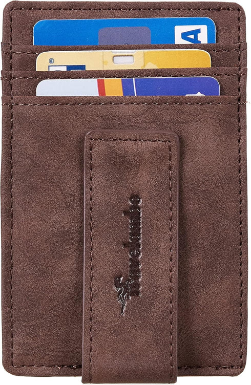 Travelambo Money Clip for Men Magnetic Front Pocket Wallet Slim Wallet Minimalist Card Holder RFID Blocking (Coffee)...