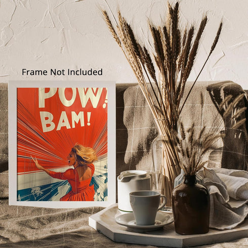 Posterizer 1 pcs-comic book inspired-dramatic "POW" or "BAM" action scene-Art in Pop Style Gift for Superhero, Comic Book Fans Decor for Home & Of...
