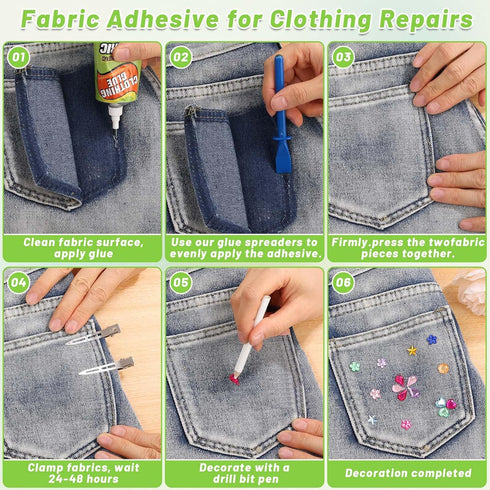 Fabric Glue 150ml, Permanent Fabric Adhesive Clear Clothing Glue Waterproof Sewing Patch Glue for Cotton, Felt, Leather, Polyester and Stuffed Ani...